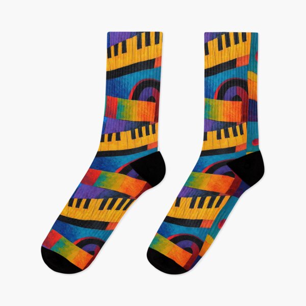 Item preview, Vibrant Abstract Piano Keyboard with Treble Clef and Musical Note in Bold Geometric Shapes designed and sold by OlfactoART Studio.