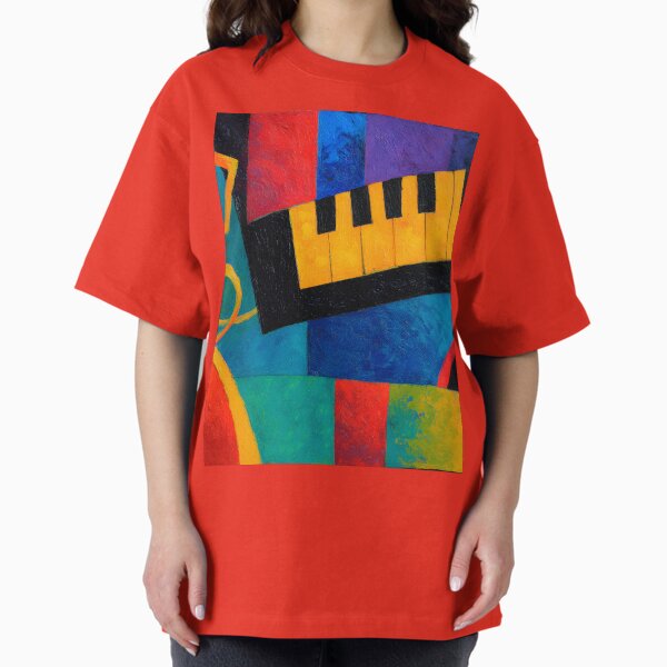 Item preview, Vibrant Abstract Piano Keyboard with Treble Clef and Musical Note in Bold Geometric Shapes designed and sold by OlfactoART Studio.