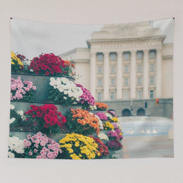 Item preview, Sofia Cityscape – Bulgarian Parliament with Spring Flowers designed and sold by MetaModel Editions.
