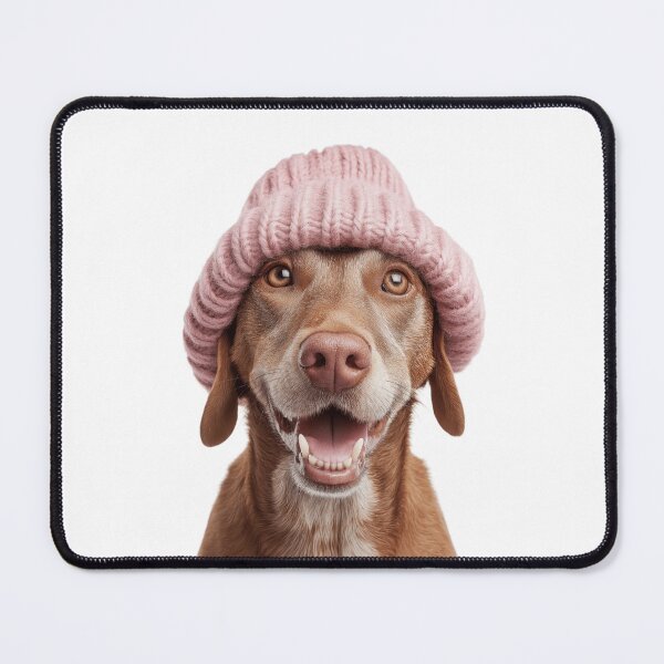 Item preview, Cozy Harrier dog Wearing Pink Winter Hat Trendy Animal Fashion Artwork designed and sold by LazyOwlStore.