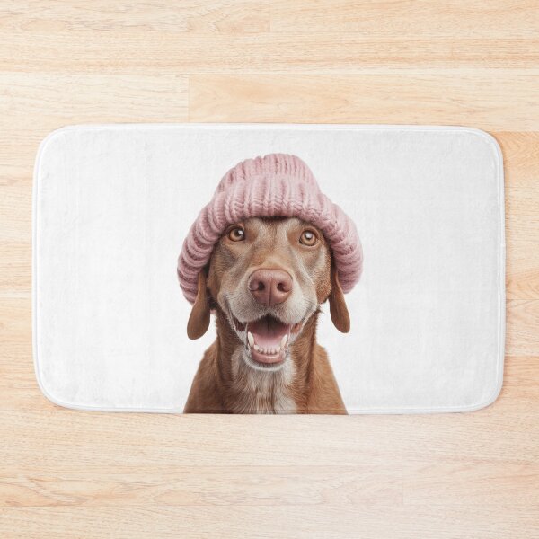 Item preview, Cozy Harrier dog Wearing Pink Winter Hat Trendy Animal Fashion Artwork designed and sold by LazyOwlStore.