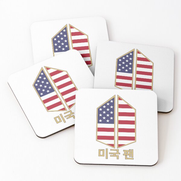 Item preview, K-Pop Fan Design - American United States Flag Inspired Shield with Hangul designed and sold by Samanda Designs.