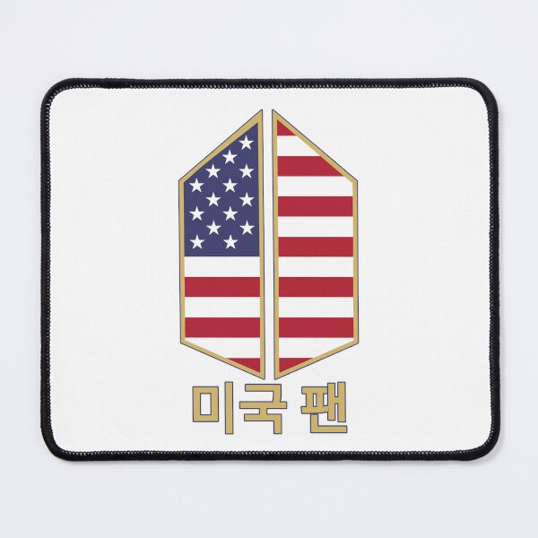 Item preview, K-Pop Fan Design - American United States Flag Inspired Shield with Hangul designed and sold by Samanda Designs.