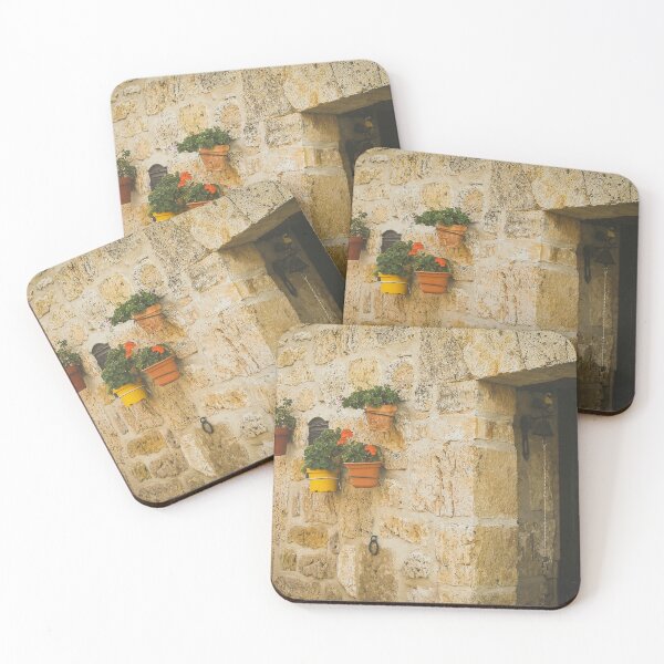 Item preview, Santiago Path – Old House Wall with Vibrant Flowers designed and sold by photo-travel.