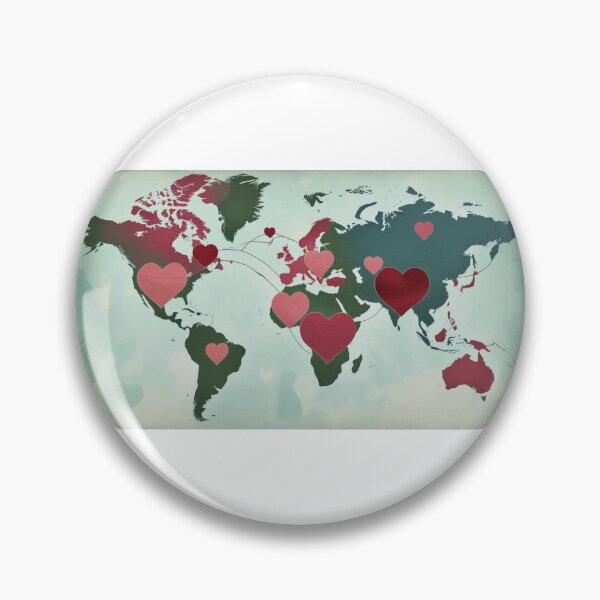 Item preview, World Map with Connected Hearts | Global Peace and Love Design designed and sold by StormArte.