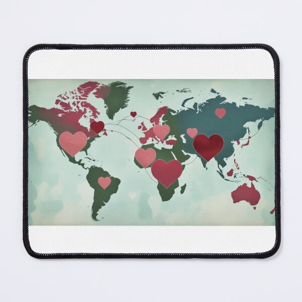 Item preview, World Map with Connected Hearts | Global Peace and Love Design designed and sold by StormArte.