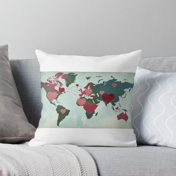 Item preview, World Map with Connected Hearts | Global Peace and Love Design designed and sold by StormArte.