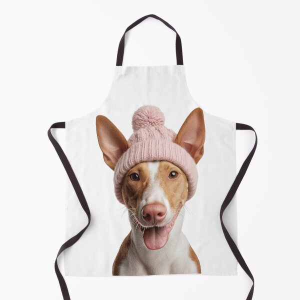 Item preview, Cozy Ibizan Hound dog Wearing Pink Winter Hat Trendy Animal Fashion Artwork designed and sold by LazyOwlStore.