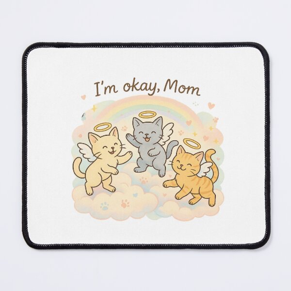 Item preview, I’m Okay Mom – Angel Cat Rainbow Bridge Pet Loss Memorial Design designed and sold by PetSoulPrints.
