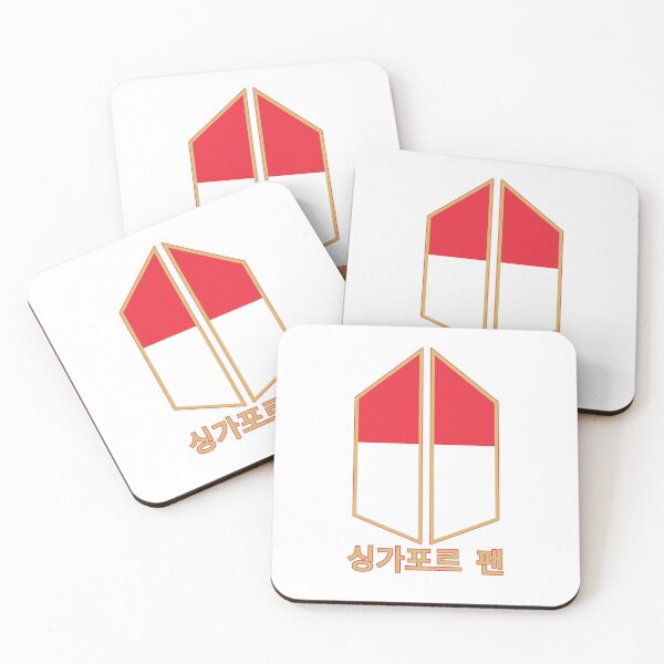 Item preview, K-Pop Fan Design - Singapore Flag Inspired Shield with Hangul designed and sold by Samanda Designs.