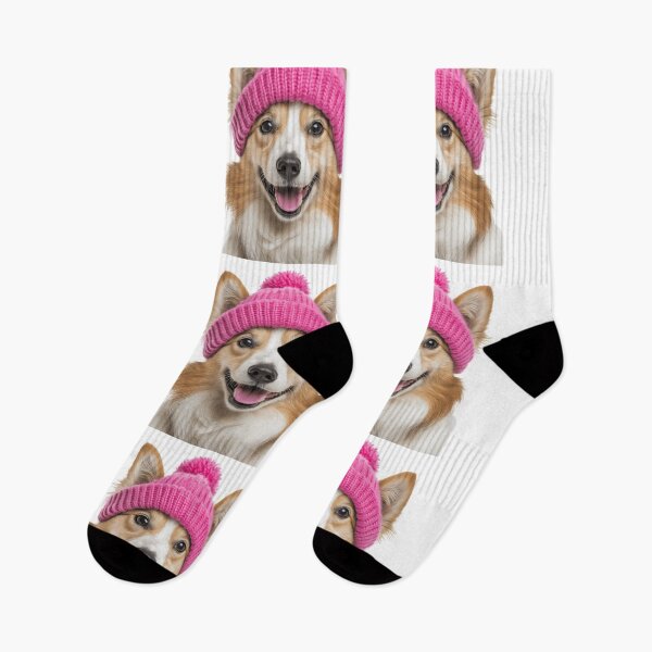 Item preview, Cozy Icelandic Sheepdog Wearing Pink Winter Hat Trendy Animal Fashion Artwork designed and sold by LazyOwlStore.