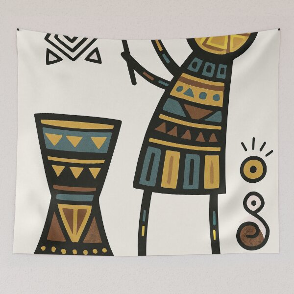 Item preview, Vibrant Tribal Drummer Illustration – African Folk Art Style designed and sold by Shopstract.