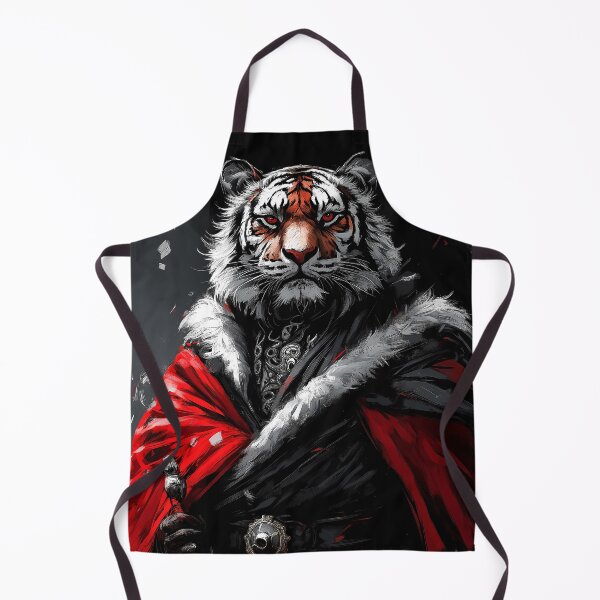 Item preview, Wild Animal Royal Tiger Warrior Wearing Red Cape And Holding Staff Against Dark Backdrop designed and sold by odcpappels.