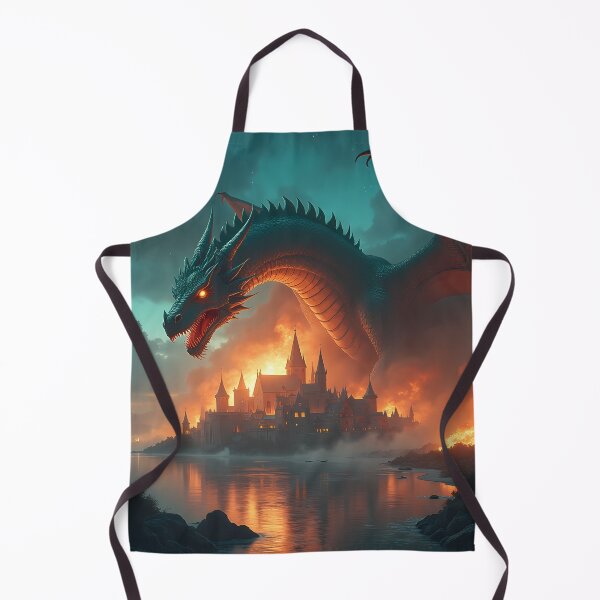Item preview, A dragon destroying a town by a lake. designed and sold by snow7767.