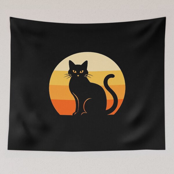 Item preview, Retro Black Cat Sunset Design designed and sold by Romeo Fashion.