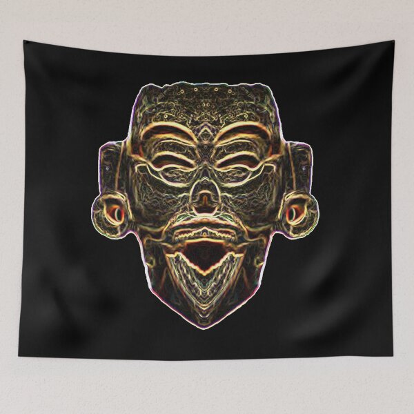 Item preview, Aztec God Mask Abstract Gold designed and sold by Static-Fractal.