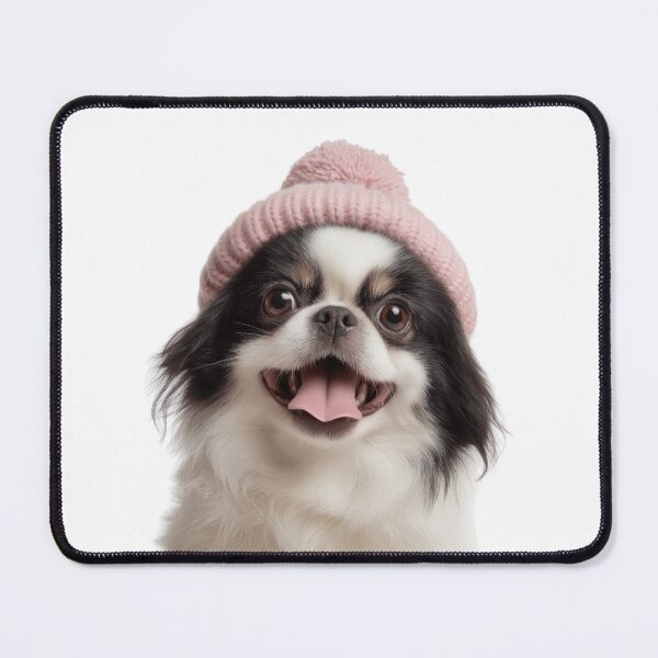 Item preview, Cozy Japanese Chin dog Wearing Pink Winter Hat Trendy Animal Fashion Artwork designed and sold by LazyOwlStore.