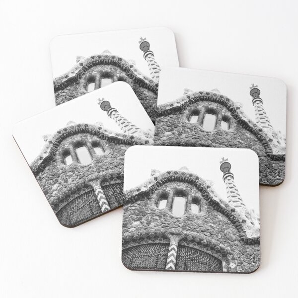 Item preview, Park Güell Building Detail – Black and White Architectural Photography designed and sold by photo-travel.