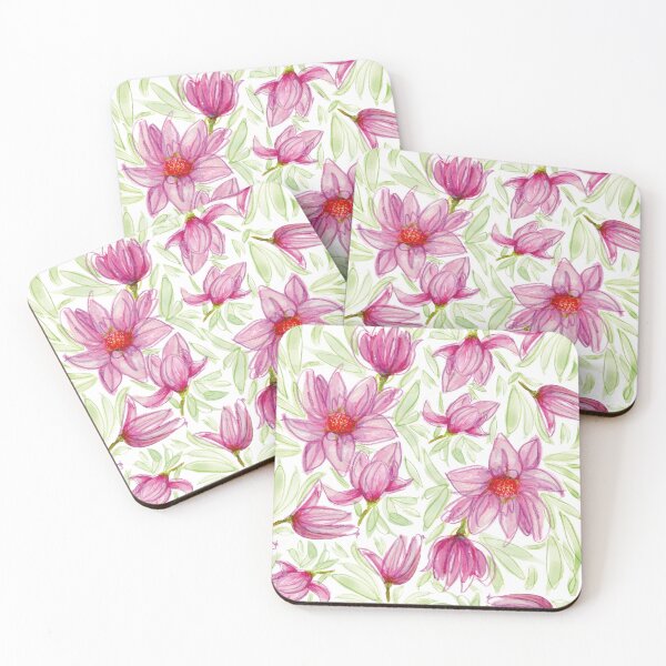 Item preview, Pink Magnolias whimsy watercolor painting designed and sold by JaanaHalme.