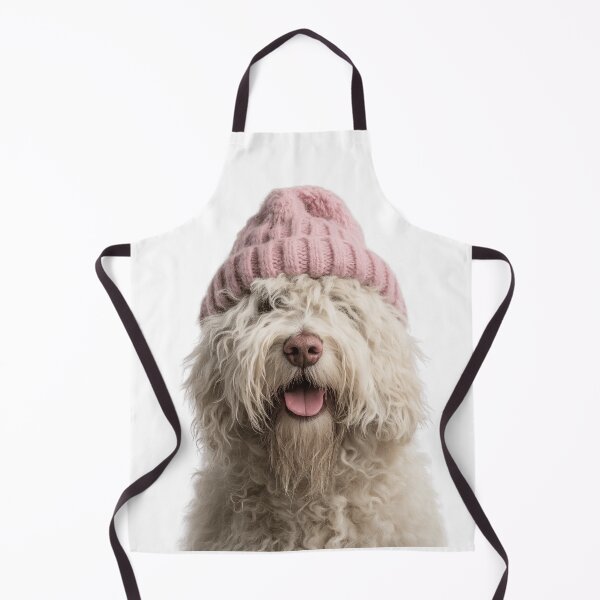 Item preview, Cozy Komondor dog Wearing Pink Winter Hat Trendy Animal Fashion Artwork designed and sold by LazyOwlStore.