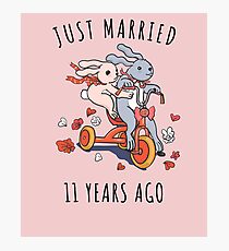 Just Married 11 Year Ago - 11th Anniversary Couple Bunnies Tee, Phone Cases And Other Gifts Photographic Print
