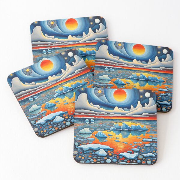 Item preview, Icebergs at sunset 1 designed and sold by George Hutton Hunter.