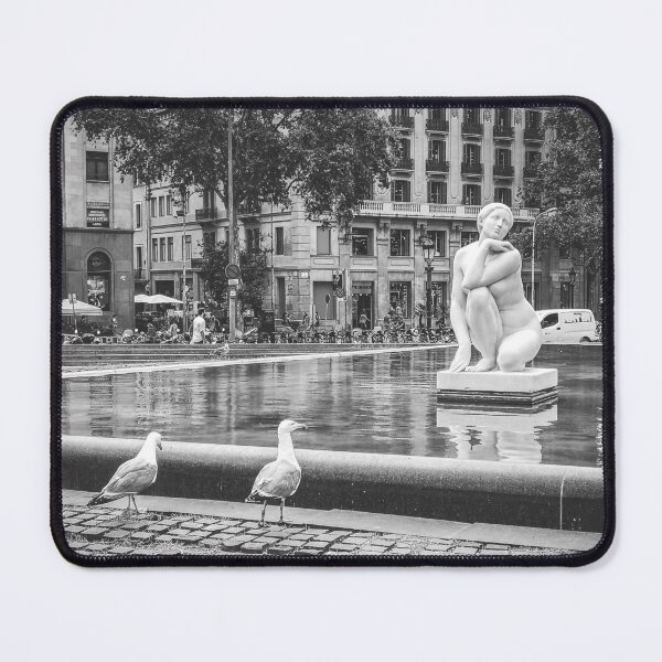 Item preview, Plaça Catalunya Fountain – Black and White Urban Photography designed and sold by photo-travel.