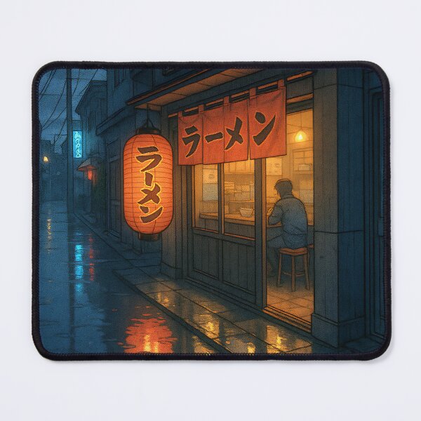 Item preview, Midnight Ramen Bar – Anime Style Rainy Scene designed and sold by PosterFuel.