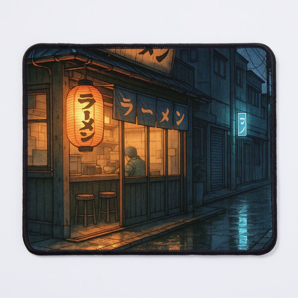 Item preview, Midnight Ramen Bar – Anime Style Rainy Scene designed and sold by PosterFuel.