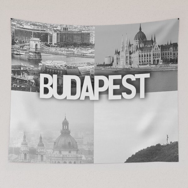 Item preview, Budapest in Black and White – Iconic City Views with Bold Lettering designed and sold by photo-travel.
