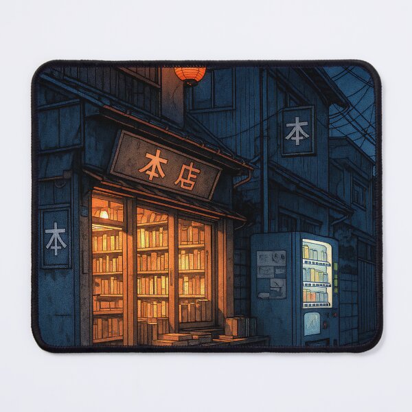 Item preview, Japanese Bookstore at Moonlight – Lantern Glow designed and sold by PosterFuel.