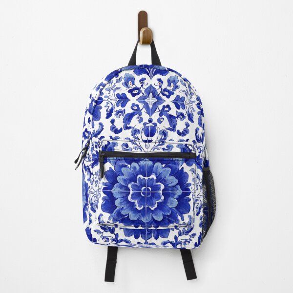 Item preview, Royal Blue Azulejos Portugal Flowers Pattern designed and sold by GrinGalore.