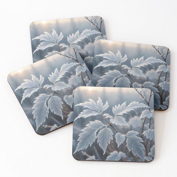 Item preview, Close-up of leaves covered with frost designed and sold by 2-Seraphira.