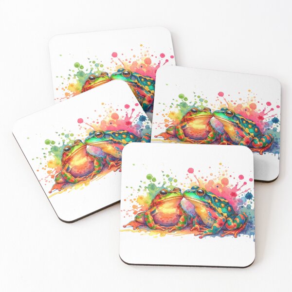 Item preview, Watercolor Frogs with Colorful Splatters designed and sold by paulrommer.