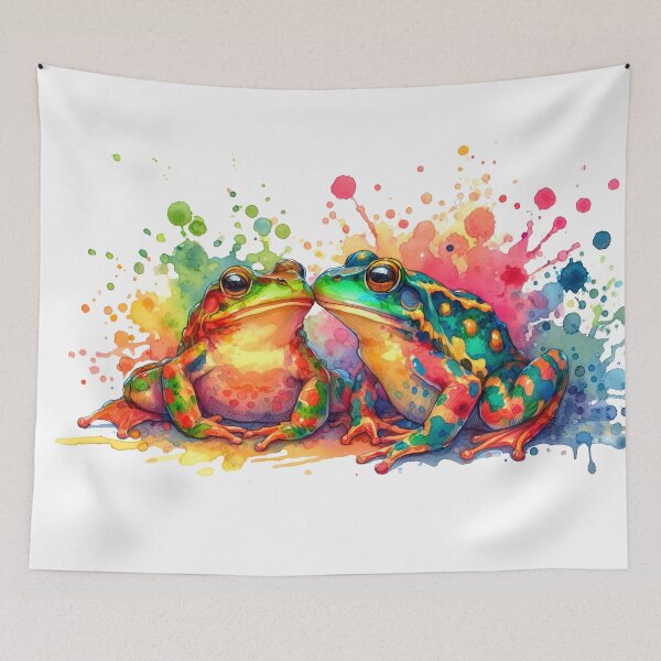 Item preview, Watercolor Frogs with Colorful Splatters designed and sold by paulrommer.