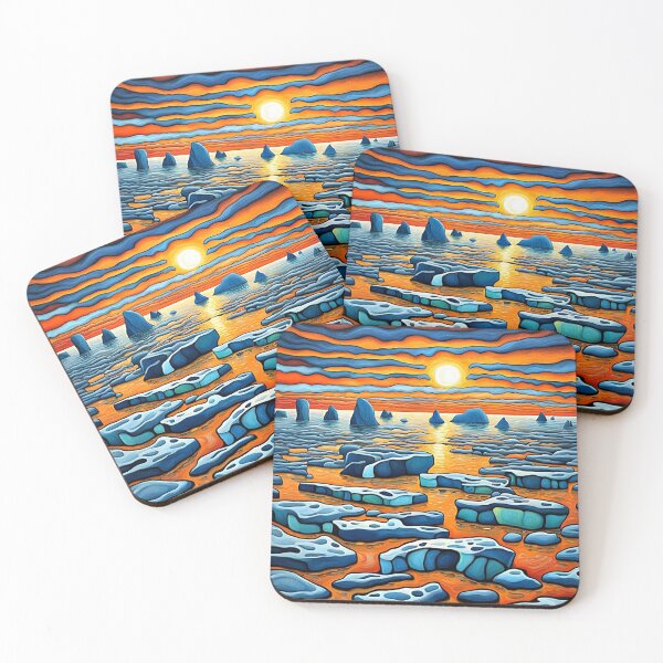 Item preview, Icebergs at sunset 3 designed and sold by George Hutton Hunter.