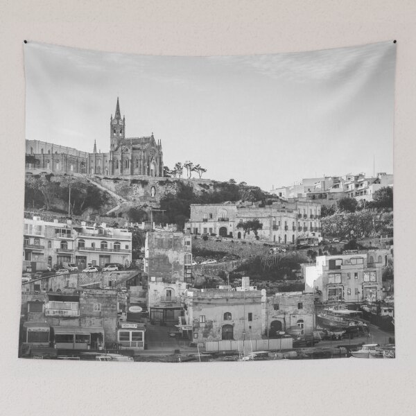 Item preview, Mgarr Cityscape in Black and White – Capturing Malta’s Charm designed and sold by photo-travel.