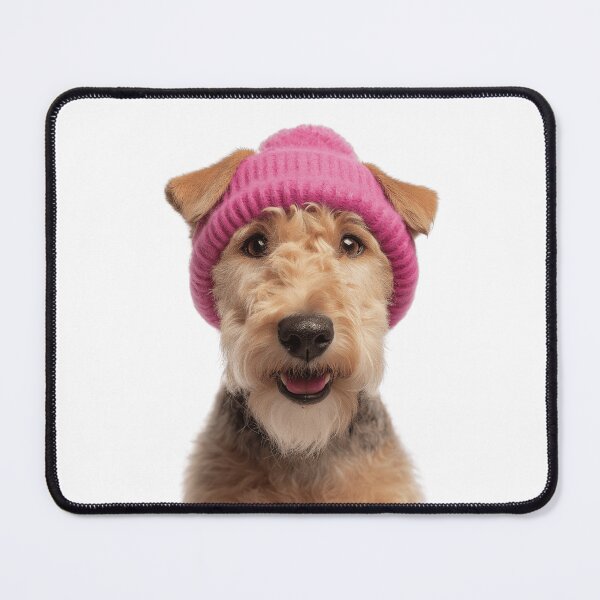 Item preview, Cozy Lakeland Terrier dog Wearing Pink Winter Hat Trendy Animal Fashion Artwork designed and sold by LazyOwlStore.