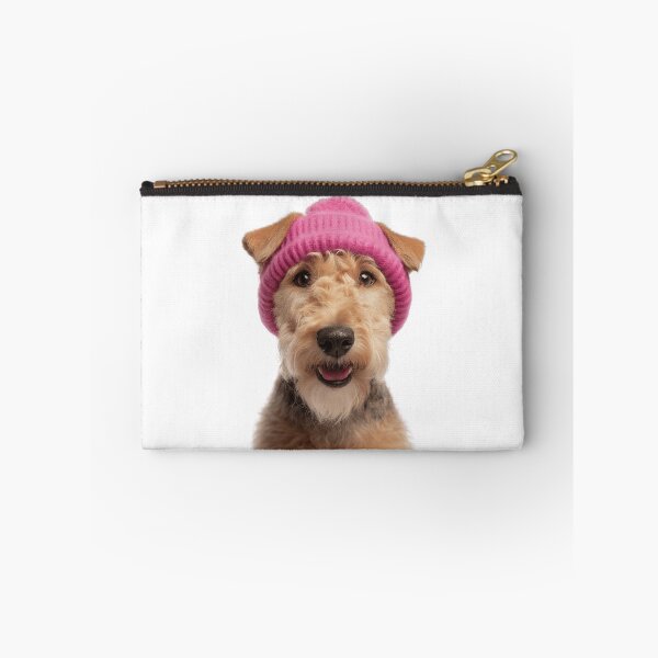 Item preview, Cozy Lakeland Terrier dog Wearing Pink Winter Hat Trendy Animal Fashion Artwork designed and sold by LazyOwlStore.