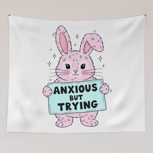 Item preview, Anxious But Trying Pink Bunny designed and sold by Owcomm.