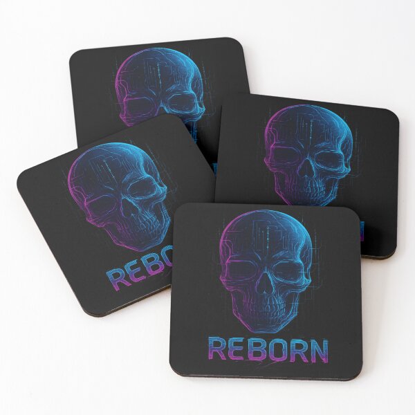 Item preview, REBORN – Futuristic Neon Skull Glitch Art designed and sold by Moodelier.