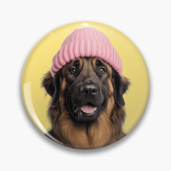 Item preview, Cozy Leonberger dog Wearing Pink Winter Hat Trendy Animal Fashion Artwork designed and sold by LazyOwlStore.