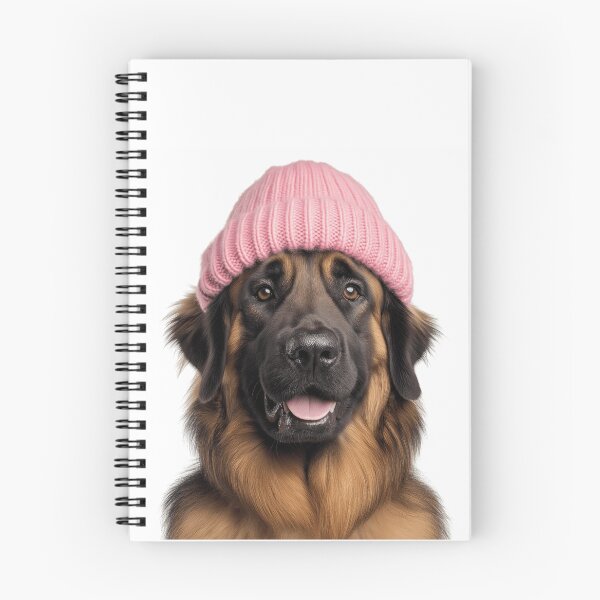 Item preview, Cozy Leonberger dog Wearing Pink Winter Hat Trendy Animal Fashion Artwork designed and sold by LazyOwlStore.