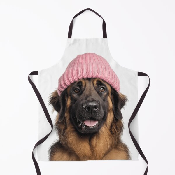 Item preview, Cozy Leonberger dog Wearing Pink Winter Hat Trendy Animal Fashion Artwork designed and sold by LazyOwlStore.