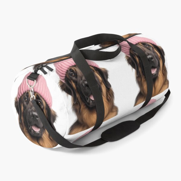 Item preview, Cozy Leonberger dog Wearing Pink Winter Hat Trendy Animal Fashion Artwork designed and sold by LazyOwlStore.