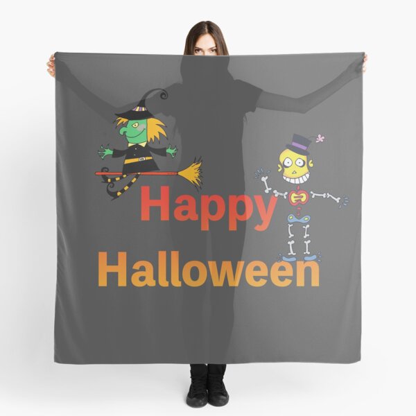 Item preview, Happy Halloween Witch and Skeleton designed and sold by CuteCartoon.