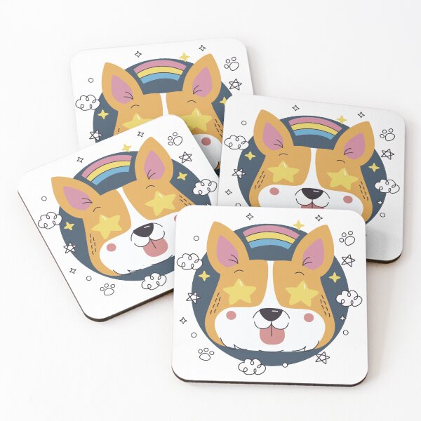 Item preview, Star-Eyed Corgi - Amazed Dog with Rainbow Illustration designed and sold by DoggoSay.