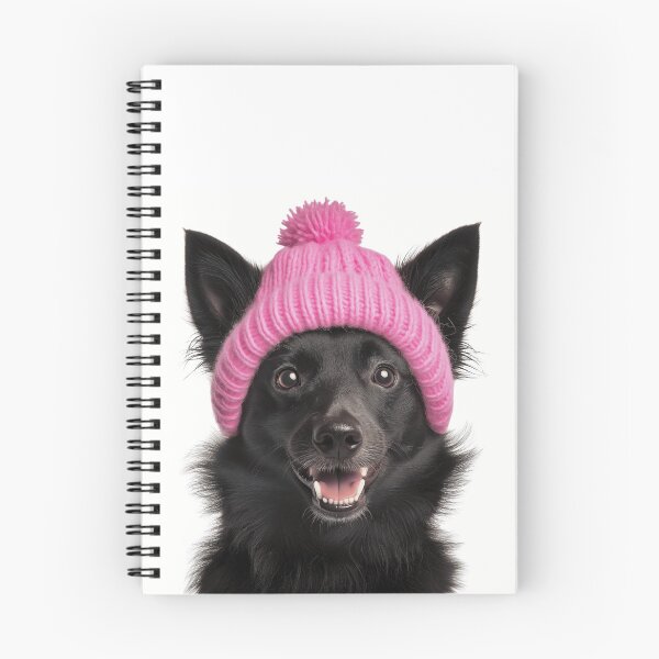 Item preview, Cozy Mudi dog Wearing Pink Winter Hat Trendy Animal Fashion Artwork designed and sold by LazyOwlStore.