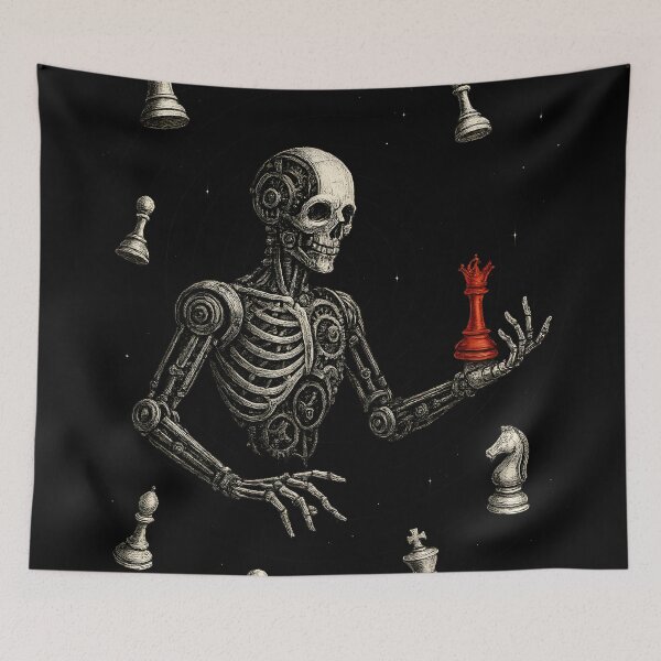 Item preview, Cyborg Skeleton Chessmaster Macabre Dark Surreal designed and sold by Shoot-The-Moon.