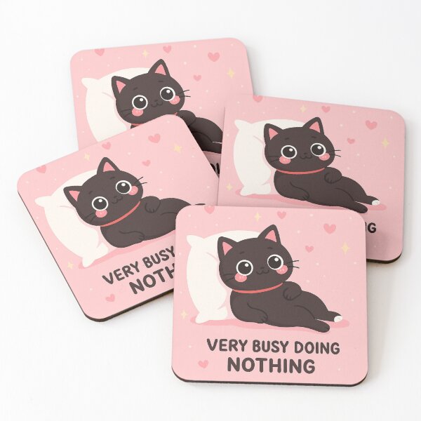 Item preview, Very Busy Doing Nothing – Cute Black Cat designed and sold by Biddakate.